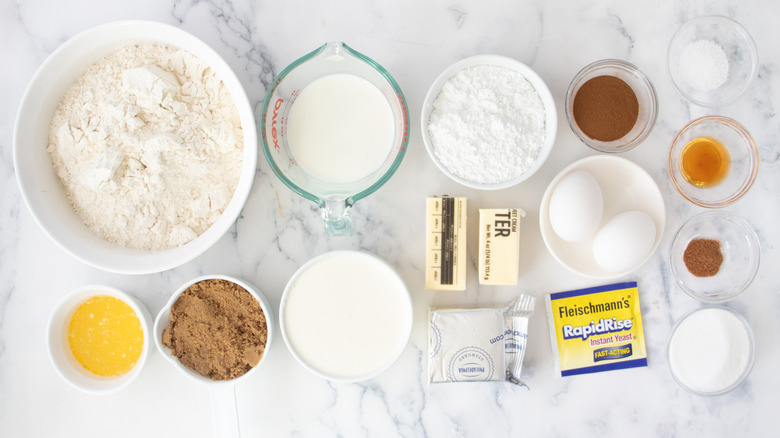 baking ingredients on a white countertop