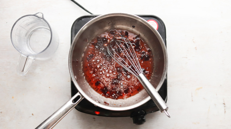 cherries boiling in syrup