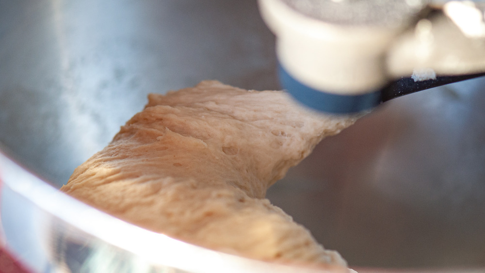 preparing dough for focaccia bread