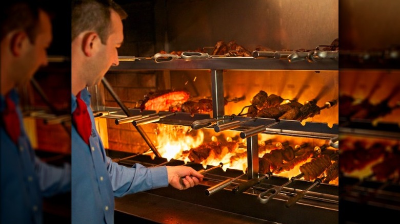 Brazilian barbecue meat cooking