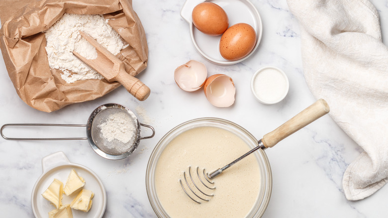 Eggs and bowl of batter