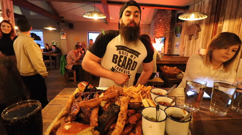 Adam Moran about to do the Breaking Badass food challenge