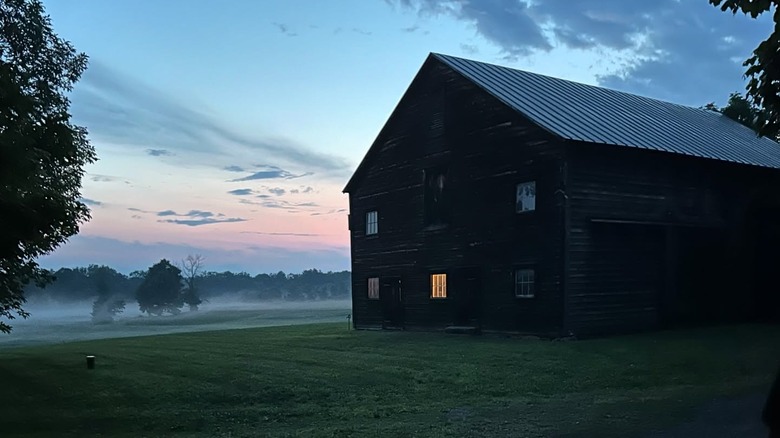 Fuller Farm is shown at nightfall