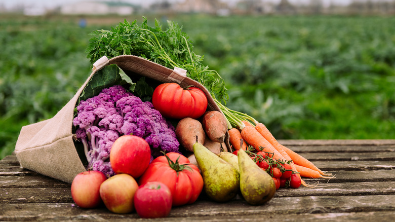 Sack filled with produce