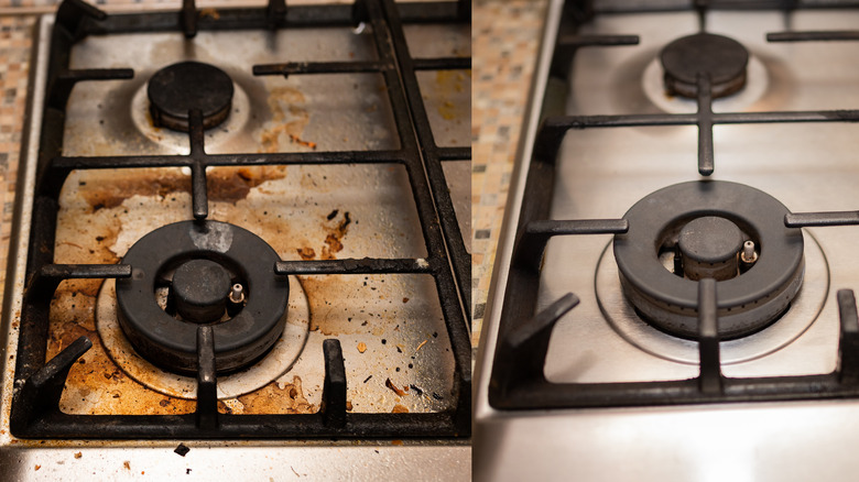 Cooking grease on a stove