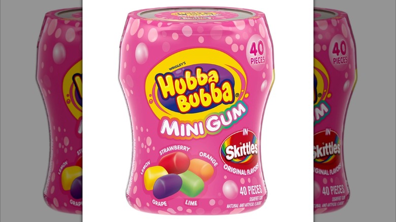 container of Hubba Bubble Skittles gum