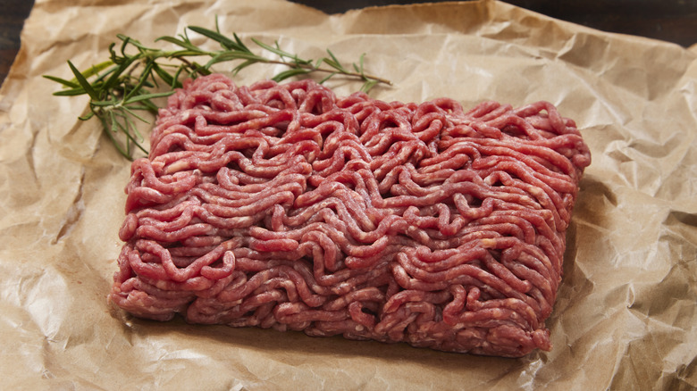 raw ground beef on butcher paper