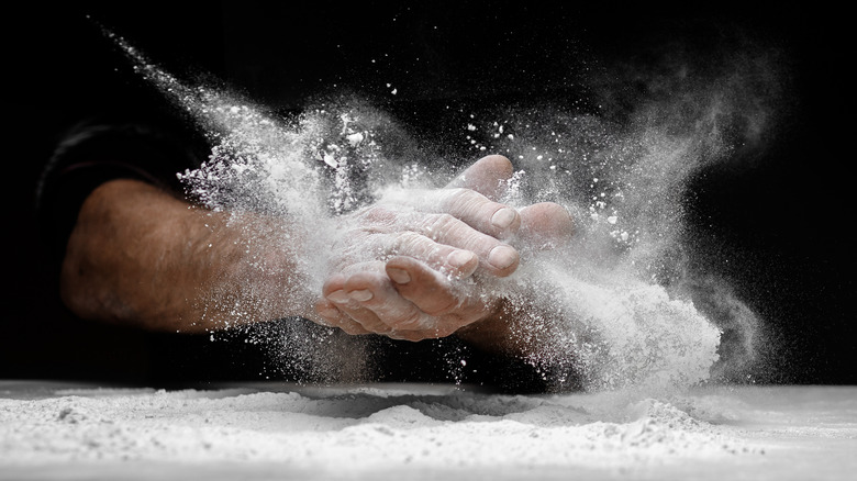 flour flying in the air