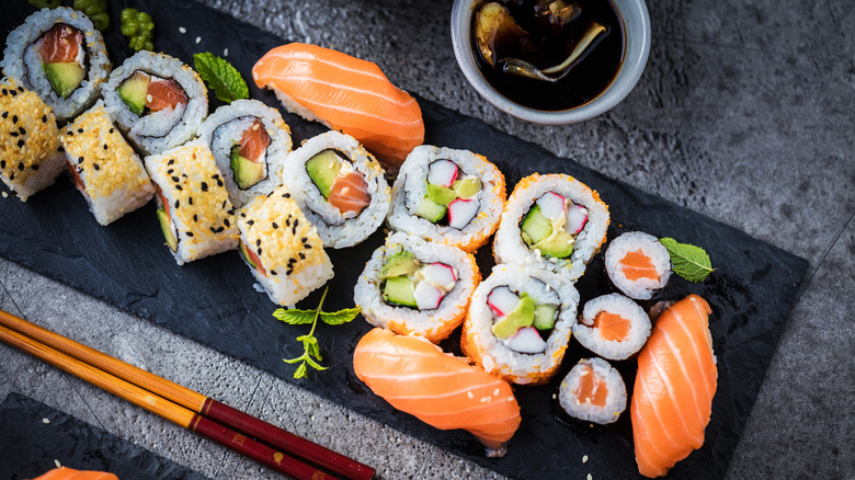 sushi rolls on a plate