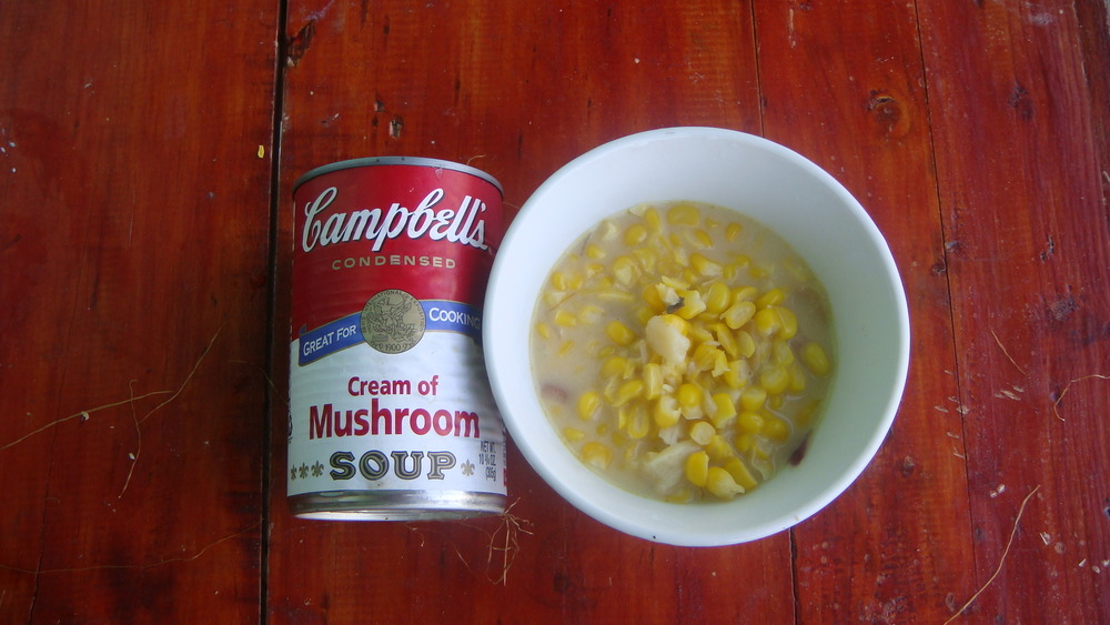 Fresh corn with (Campbell's condensed) cream of mushroom soup