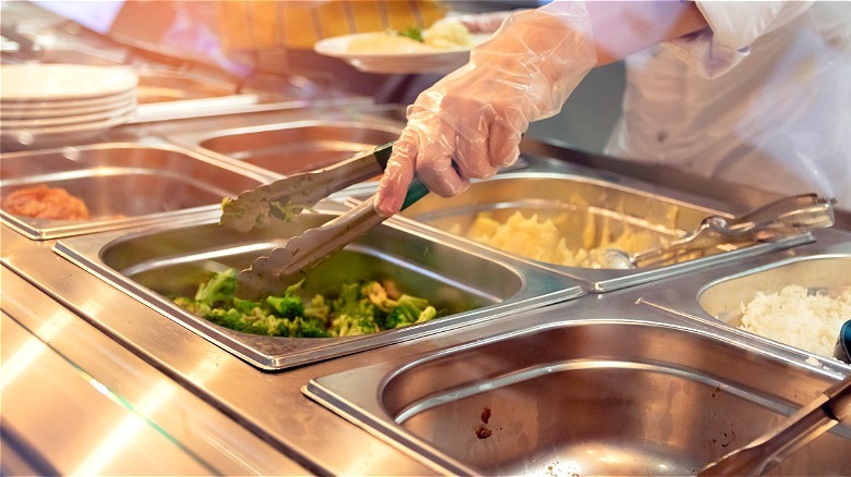 hot buffet trays with server