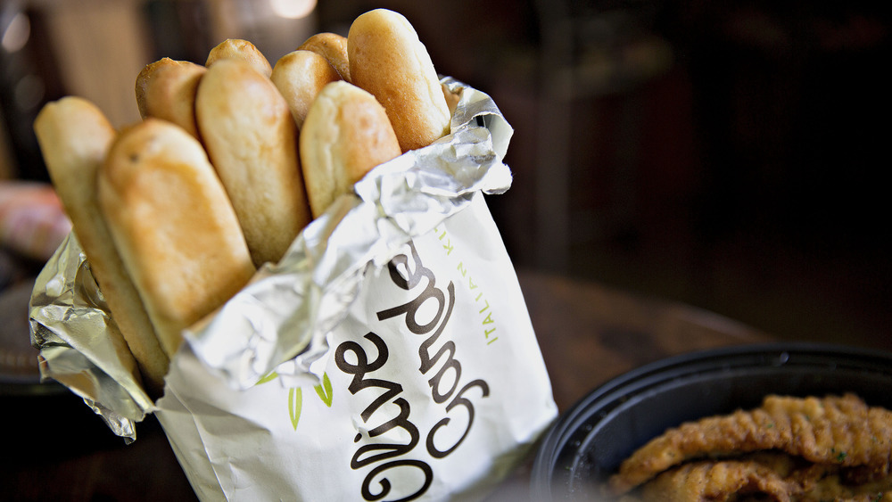 breadsticks in a bag from Olive Garden