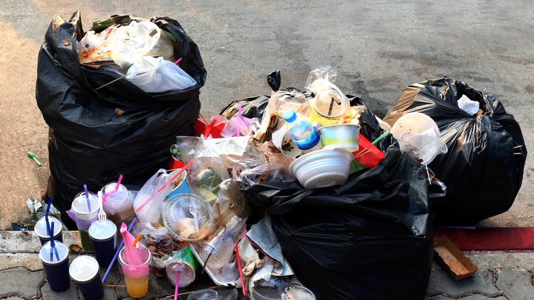 Garbage bags filled with trash