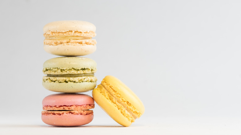 colorful macarons stacked