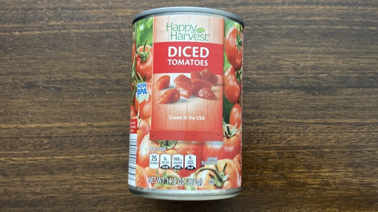 Can of Happy Harvest diced tomatoes