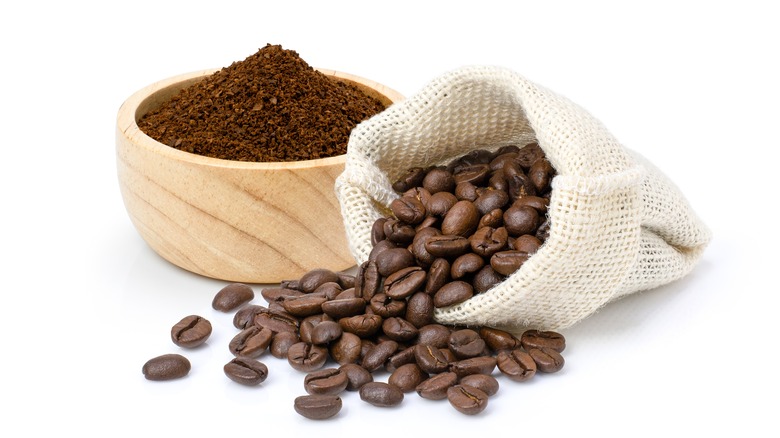 whole coffee beans and ground coffee beans