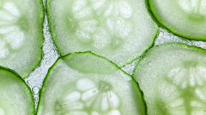 cucumber slices in fizzy water