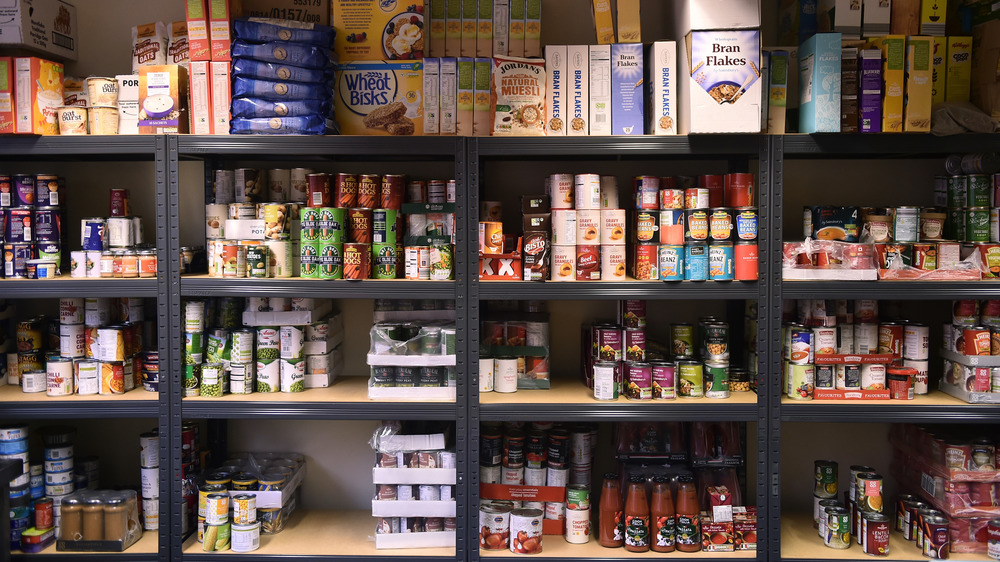 Full shelves at a food bank