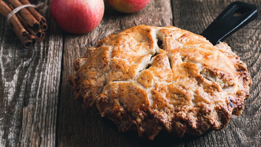 Apple pie in a cast iron skillet