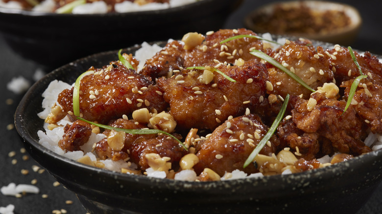 Korean barbecue chicken on rice