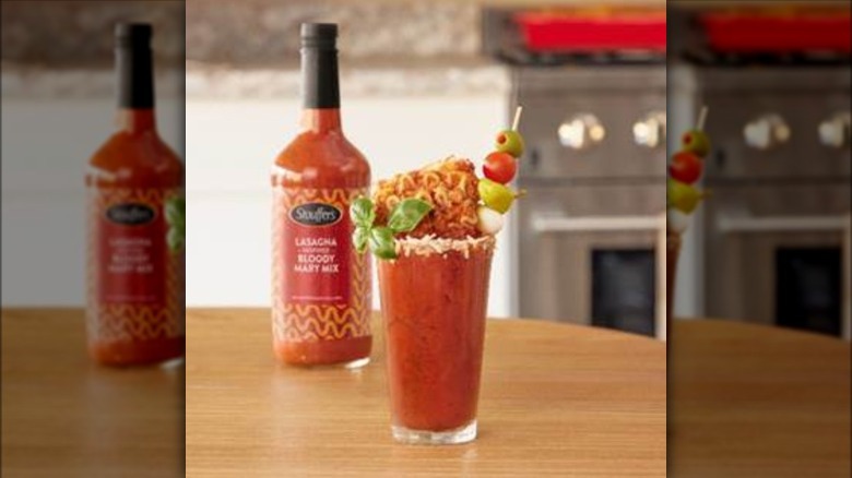 Stouffers Lasagna-Inspired Bloody Mary Mix with a bloody mary