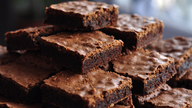 Chewy brownie platter close-up