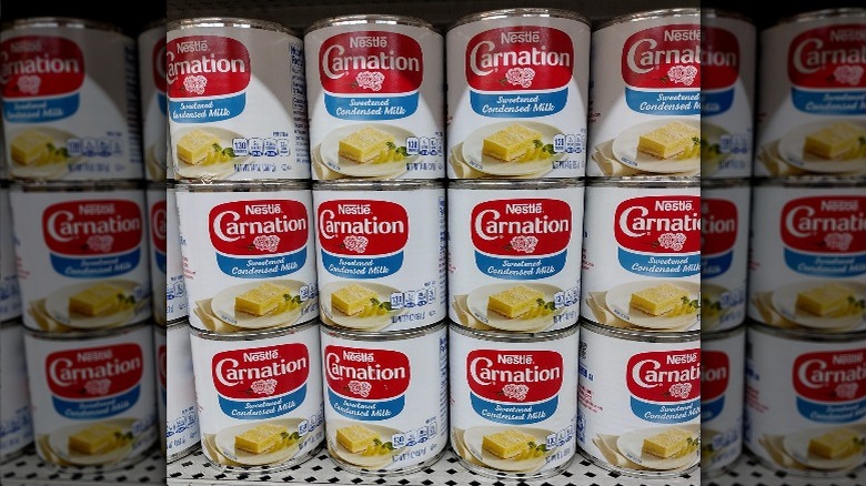 Carnation sweetened condensed milk cans