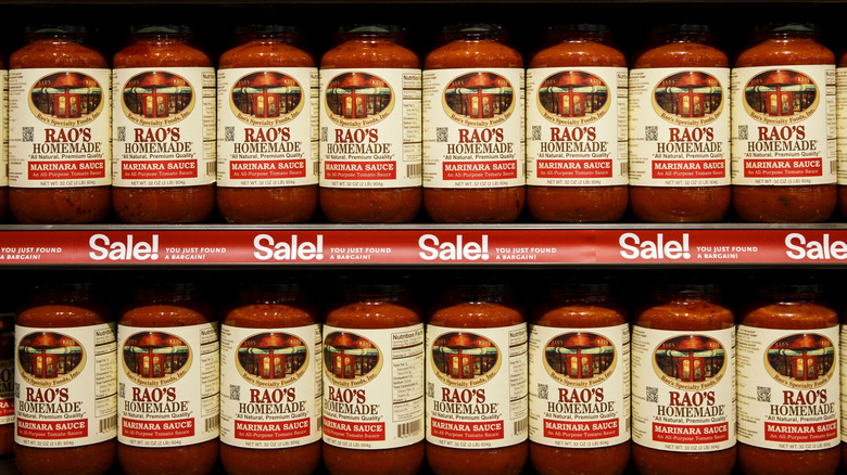 Shelves with Rao's Marinara Sauce