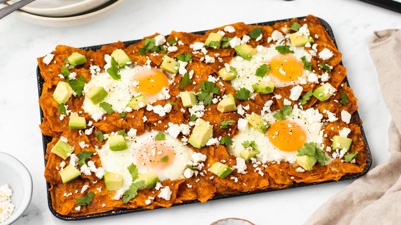 Chilaquiles on sheet pan