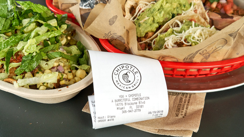 Chipotle food with receipt