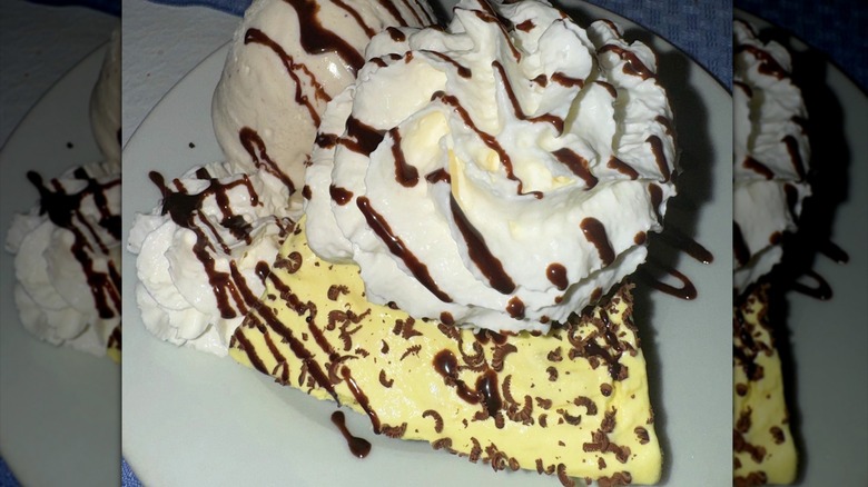 Banana Cream Pie with ice cream and whipped cream