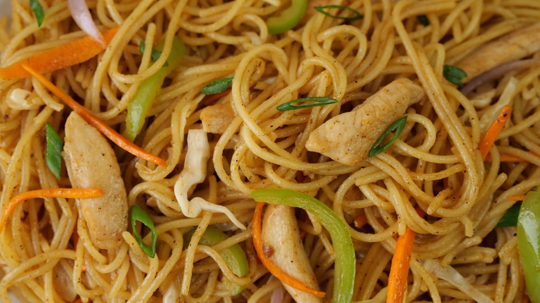 Closeup of Chicken Chow Mein