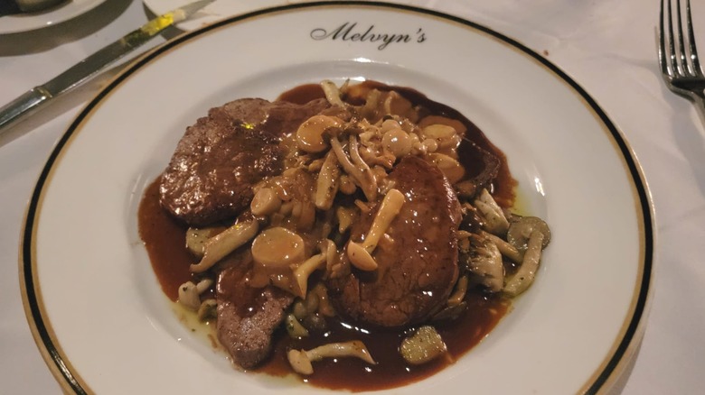 Steak Diane on Melvyn's plate