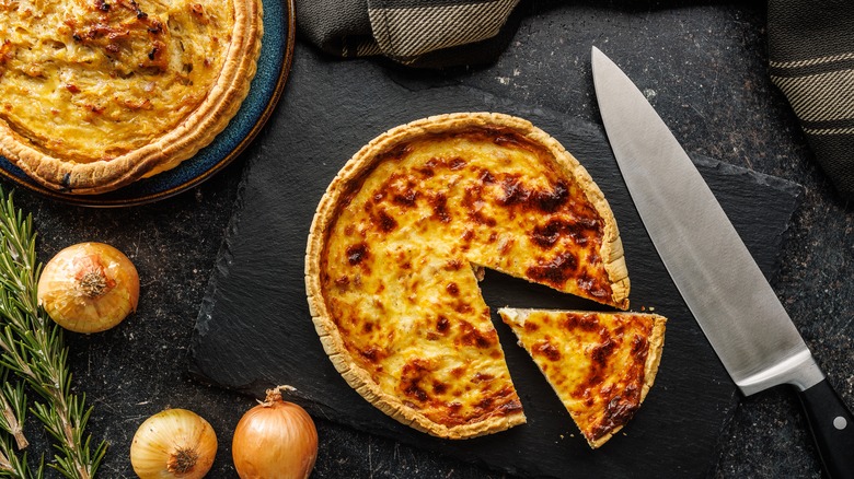 Sliced quiche lorraine