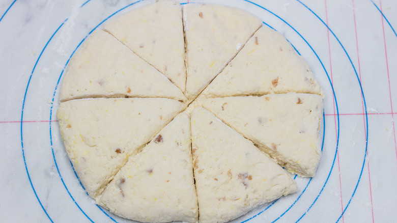 dough round cut into wedges