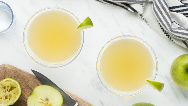 fresh apple martini in glass 