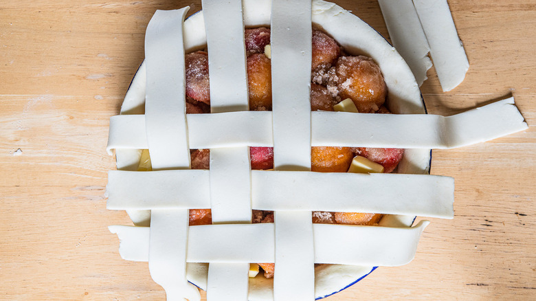 lattice strips placed on pie