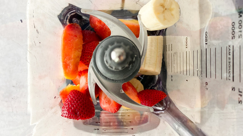 smoothie ingredients in blender