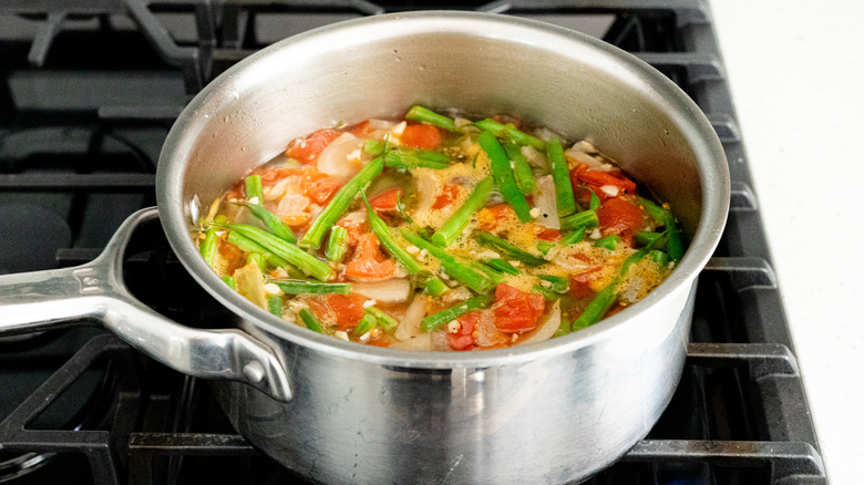 soup with vegetables in pot