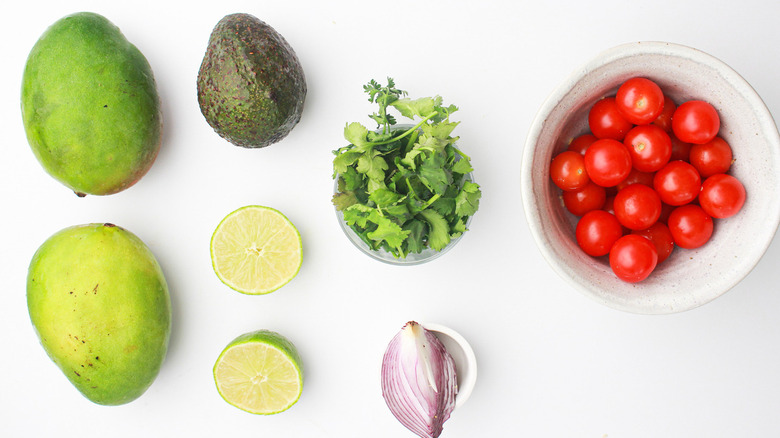 Ingredients to make mango salsa