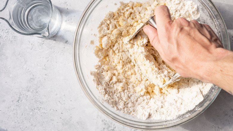 mixing pie dough