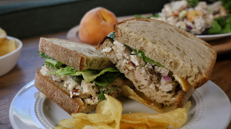 tarragon peach chicken salad sandwich