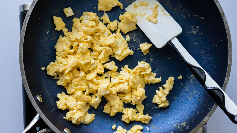 Eggs cooked in a skillet