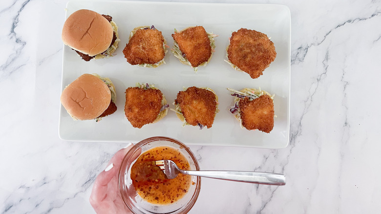 fried chicken sliders hot honey