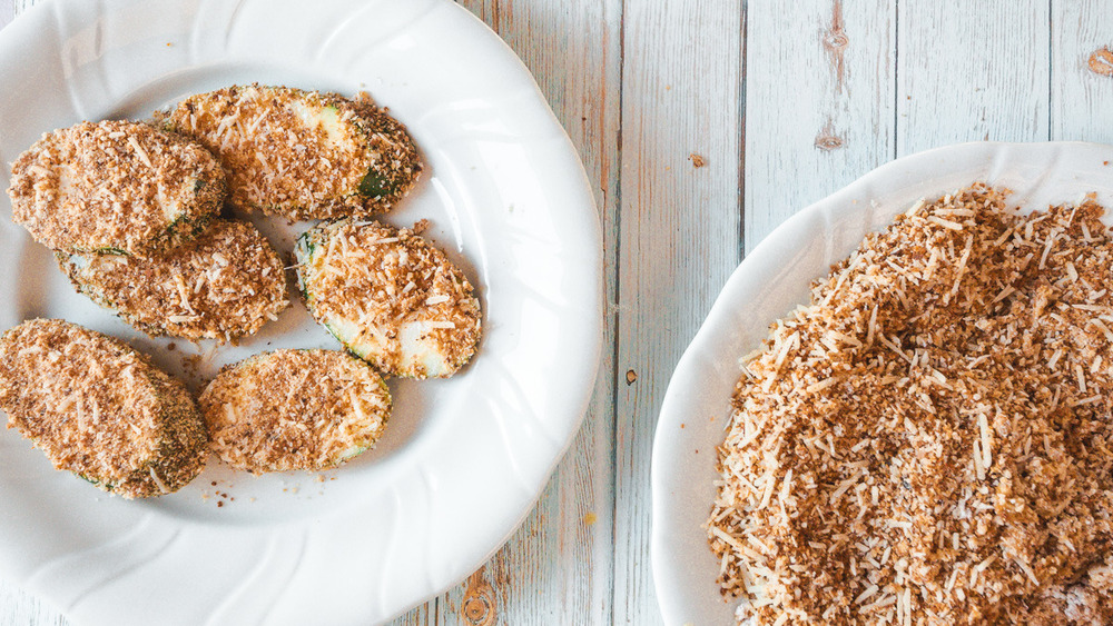 coated zucchini slices