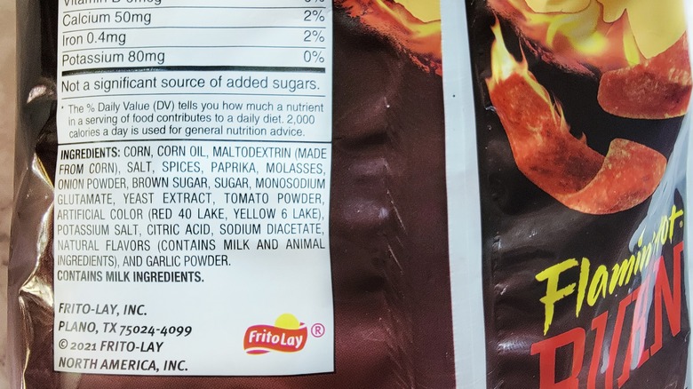 hot Fritos ingredients label