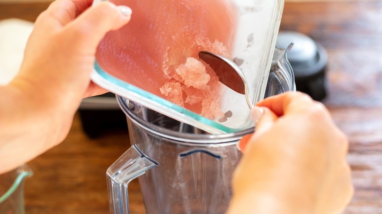 frozen wine scraped into blender