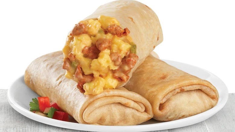 Breakfast burrito on a plate