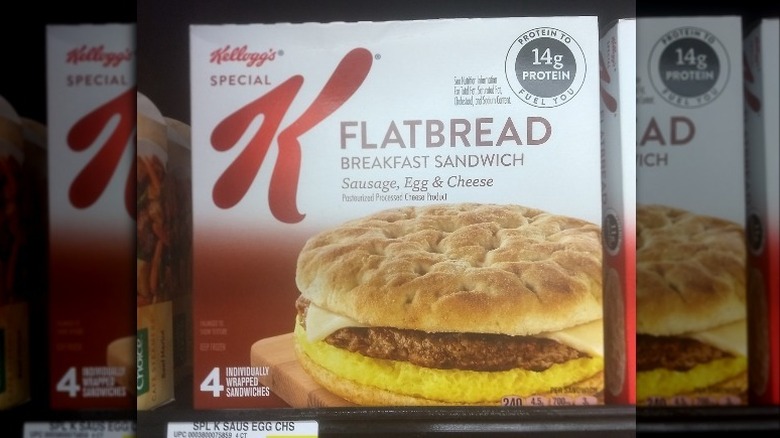 Special K's Flatbread Sausage, Egg, and Cheese Breakfast Sandwich