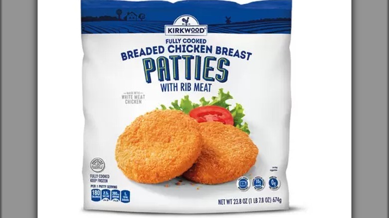 Kirkwood breaded chicken patties packaging
